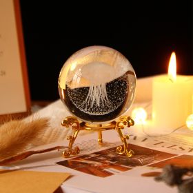1pc Crystal Ball Art Decoration; Decoration Craft; Crystal Ball Valentine's Day Gifts Birthday Gifts (Color: Jellyfish, size: Gold)