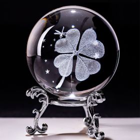 1pc Crystal Ball Art Decoration; Decoration Craft; Crystal Ball Valentine's Day Gifts Birthday Gifts (Color: Four-leaf Clover, size: Silver)