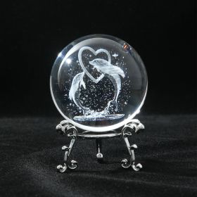 1pc Crystal Ball Art Decoration; Decoration Craft; Crystal Ball Valentine's Day Gifts Birthday Gifts (Color: Dolphin, size: Silver)