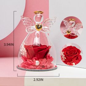 1pc; Birthday Gifts For Women; Preserved Rose In Angel Glass; Mom Grandma Gifts On Mother's Day; Valentine's Day; Wedding; Thanksgiving; Christmas; Ho (Color: Red)
