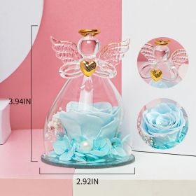1pc; Birthday Gifts For Women; Preserved Rose In Angel Glass; Mom Grandma Gifts On Mother's Day; Valentine's Day; Wedding; Thanksgiving; Christmas; Ho (Color: Teal Blue)