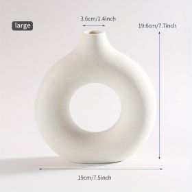 1pc; White Ceramic Vase White Vases For Decor; Modern Home Decor Vase; Boho Vases For Decor; Circle Vase; Round Vase; Donut Vase; Decorative Vase (Color: Beige, size: large)