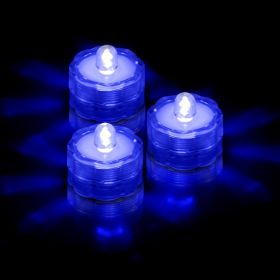 3Pcs Submersible LED Tea Lights Waterproof Candle Lights Battery Operated Decor Lamp (Color: Blue)