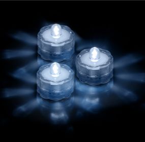 3Pcs Submersible LED Tea Lights Waterproof Candle Lights Battery Operated Decor Lamp (Color: White)