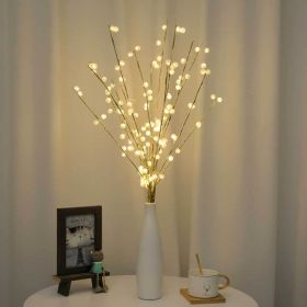 White Twig Branches 32IN 100 LED with Timer Battery Operated;  Artificial Tree Branch with Warm White Lights for Holiday Xmas Party Decoration Indoor (Color: as pic C)