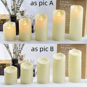 Flameless Flickering LED Candles Battery Operated , Warm Light Real Wax Pillar Votive 3D Wick Candles, Perfect for Party/Wedding/Home Decor(White) (Color: as pic B, size: 7.5*17.5cm)
