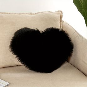 1pc Boho Love Heart Plush Throw Pillow - Fluffy Luxury Cushion for Couch, Sofa, Bed - Detachable and Machine Washable Home Decor (Color: Black, size: 40*50cm/15.7*19.7")