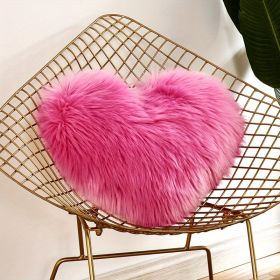 1pc Boho Love Heart Plush Throw Pillow - Fluffy Luxury Cushion for Couch, Sofa, Bed - Detachable and Machine Washable Home Decor (Color: Rose Red, size: 40*50cm/15.7*19.7")