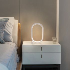 Usb Plug-In Lamp Oval Acrylic Lamp Touch Control Dimmable Modern Simple Creative Night Lamp Bedside Reading Lamp Desk Table Led (Electrical outlet: USB, Color: White)