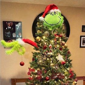 grinch green monster doll doll doll christmas green monster jay plush toy Christmas Tree Decoration (select: F1-29 Grinch Head)