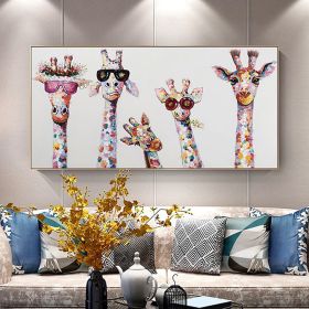 Hand Painted Oil Painting  Horizontal Abstract Animals Giraffe Modern Living Room Hallway Bedroom Luxurious Decorative Painting (Style: 1, size: 90X120cm)