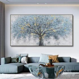 Hand Painted Oil Painting Oil Painting on Canvas Tree Blue Abstract Trees Landscape Modern Oil Painting Original Hand Painted Painting Modern Art (Style: 1, size: 90X120cm)