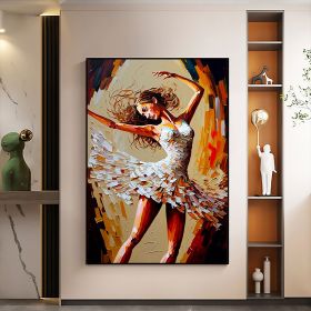 Hand Painted Oil Painting Abstract Dancer Oil Painting On Canvas Large Wall Art Original White Ballet Painting Boho Wall Decor Custom Painting Living (Style: 1, size: 90X120cm)