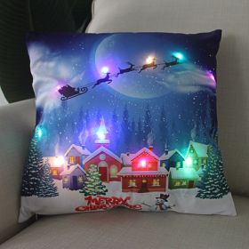 1pc Christmas Cushion Cover 45x45 Led Light Christmas Decorations for Home Santa Claus Printed Christmas Pillow Case (Color: as pic B)