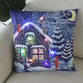 1pc Christmas Cushion Cover 45x45 Led Light Christmas Decorations for Home Santa Claus Printed Christmas Pillow Case (Color: as pic E)