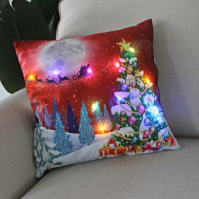 1pc Christmas Cushion Cover 45x45 Led Light Christmas Decorations for Home Santa Claus Printed Christmas Pillow Case (Color: as pic D)