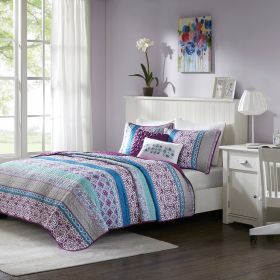 Reversible Quilt Set with Throw Pillows (Color: as Pic)