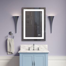 Frameless Rectangular LED Light Bathroom Vanity Mirror (size: 20*28)