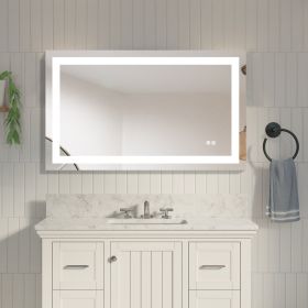 Frameless Rectangular LED Light Bathroom Vanity Mirror (size: 40*24)