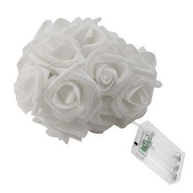 40 LEDs Rose Flower String Lights 10ft Battery Operated Decorative Lights for Anniversary Valentine's Wedding Bedroom (Color: White)