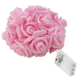 40 LEDs Rose Flower String Lights 10ft Battery Operated Decorative Lights for Anniversary Valentine's Wedding Bedroom (Color: Pink)