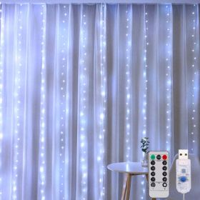 3m Usb Window Curtain Lights Remote Control 8 Modes Garland (Emitting Color: White, Style: X)