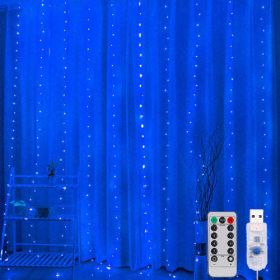 3m Usb Window Curtain Lights Remote Control 8 Modes Garland (Emitting Color: Blue, Style: X)