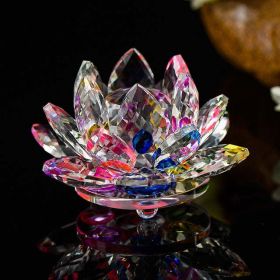 80 mm Feng shui Quartz Crystal Lotus Flower Crafts Glass Paperweight Ornaments Figurines Home Wedding Party Decor Gifts Souvenir (Color: Multicolor)