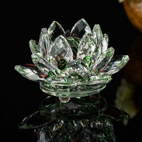 80 mm Feng shui Quartz Crystal Lotus Flower Crafts Glass Paperweight Ornaments Figurines Home Wedding Party Decor Gifts Souvenir (Color: Green)