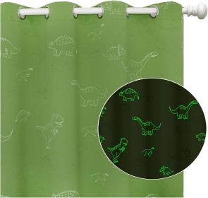 Muwago Dinosaur Curtains for Boys Bedroom, Kids Curtains for Bedroom, 80% Blackout Glow in The Dark Cartoon Animal Pattern Window Drapes Treatment Gro (size: 52 * 72 inch)