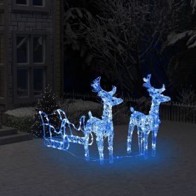 Reindeers & Sleigh Christmas Decoration 160 LEDs 51.2" Acrylic (Color: Blue)