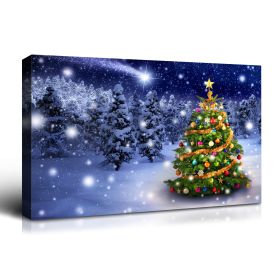 Framed Canvas Wall Art Decor Painting For Chrismas, Chrismas Tree in Forest Chrismas Gift Painting For Chrismas Gift, Decoration For Chrismas Eve Offi (Color: as Pic)