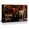 Framed Canvas Wall Art Decor Painting For New Year, Golden Happy New Year Bless Champagne Gift Painting For New Year Gift, Decoration For Chrismas Eve