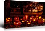 Drop-Shipping Framed Canvas Wall Art Decor Painting For Halloween, Jack-o-lanterns Groups Painting For Halloween Gift, Decoration For Halloween Living