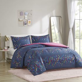 Rainbow Iridescent Metallic Dot Comforter Set (Color: as Pic)