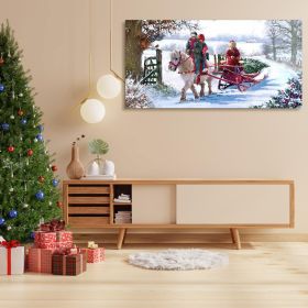 Framed Canvas Wall Art Decor Painting For Chrismas, Kids Riding White Horse Chrismas Gift Painting For Chrismas Gift, Decoration For Chrismas Eve Offi (Color: as Pic)