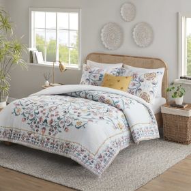 4 Piece Floral Comforter Set with Throw Pillow (Color: as Pic)