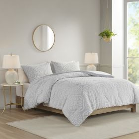 3 Piece Tufted Woven Medallion Comforter Set (Color: as Pic)