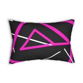 Decorative Lumbar Throw Pillow - Black And Pink Geometric Pattern (Pillow size: 20" × 14")