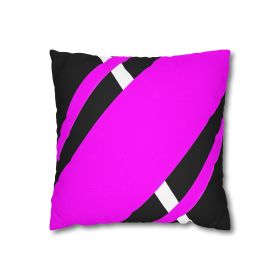 Decorative Throw Pillow Covers With Zipper - Set Of 2, Black And Pink Geometric Pattern (Sizes: 14" × 14")
