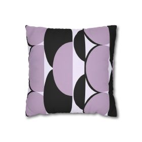 Decorative Throw Pillow Covers With Zipper - Set Of 2, Geometric Lavender And Black Pattern (Sizes: 14" × 14")