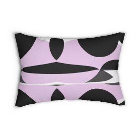Decorative Lumbar Throw Pillow - Geometric Lavender And Black Pattern (Pillow size: 20" × 14")