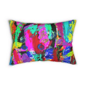 Decorative Lumbar Throw Pillow - Multicolor Abstract Expression Pattern (Pillow size: 20" × 14")
