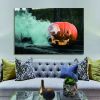 Drop-Shipping Framed Canvas Wall Art Decor Painting For Halloween, Skeleton with Jack-o-lanterns Painting For Halloween Gift, Decoration For Halloween