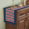 1PC Rectangle Linen Blend Striped Table Runners; Encryption Linen Home Decoration Independence Day Atmosphere Waterproof Table Runner; 72"*13"; Patrio