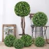 Artificial Boxwood Topiary Ball;  Indoor Outdoor Artificial Plant Ball Wedding Party Decoration (Ball with White Flower)