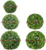 Artificial Boxwood Topiary Ball;  Indoor Outdoor Artificial Plant Ball Wedding Party Decoration (Ball with White Flower)
