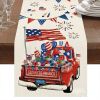 1PC Rectangle Linen Blend Striped Table Runners; Encryption Linen Home Decoration Independence Day Atmosphere Waterproof Table Runner; 72"*13"; Patrio