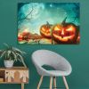 Drop-Shipping Framed Canvas Wall Art Decor Painting For Halloween, Jack-o-lanterns Painting For Halloween Gift, Decoration For Halloween Living Room,