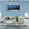 Christian Wall Art Decor Blue and Grey Canvas Prints Bless The Food Quote Wall Pictures Framed Artwork for Home Living Room Dining Room Kitchen Decora